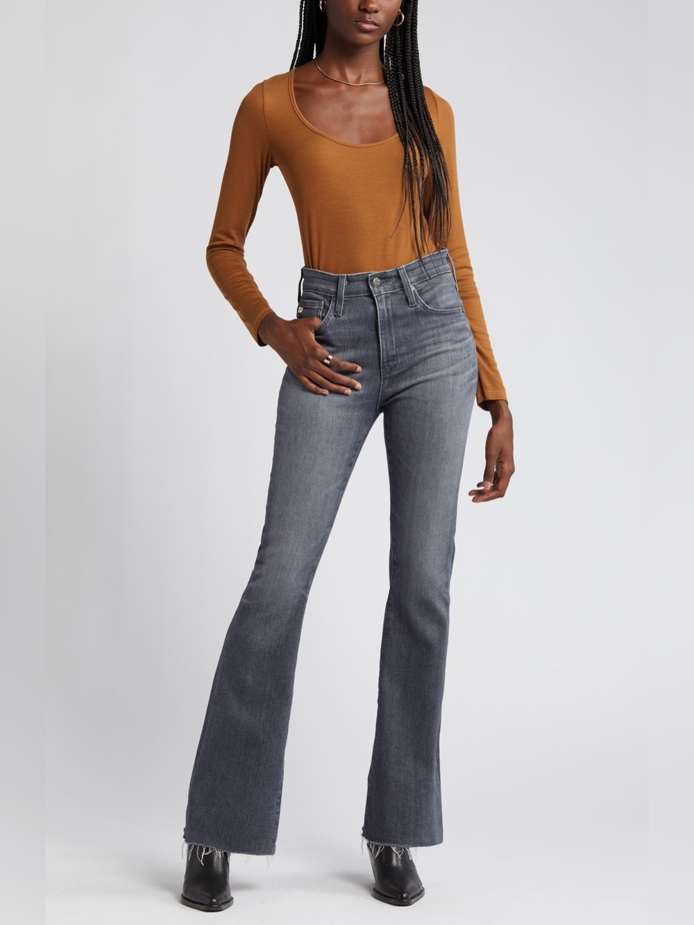 AG Adriano Goldschmied Women's Gray Boot Cut Jeans